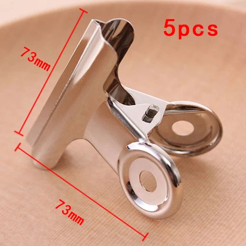 5PCS/Set Metal Paper Clip 20 29 38 51 62 73mm Foldback Metal Binder Clips Silver Grip Clamps Document Office School Stationery