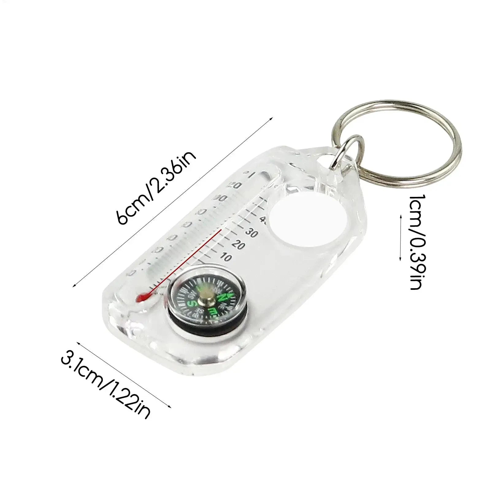 1pc Multifunction Mini Keychain Camping Compass Thermometer Outdoor Climbing Temperature Tester Survival Guiding Compass Tool