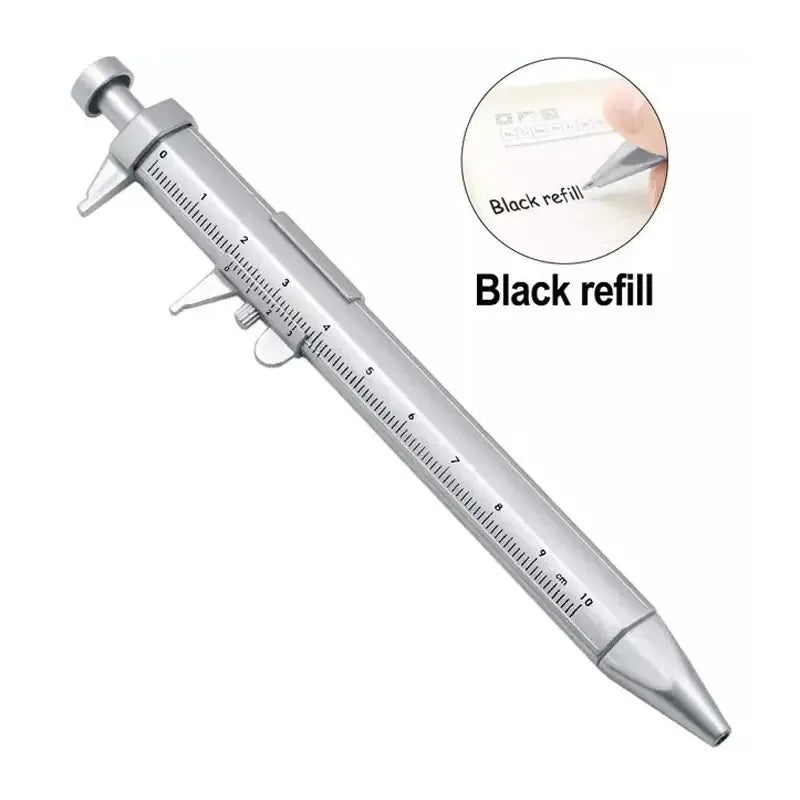 Vernier Caliper Pen Metric mm Ballpoint Stationery Blue Black Refill Student Plastic Measure Piston Tool Micrometer Ruler 100mm