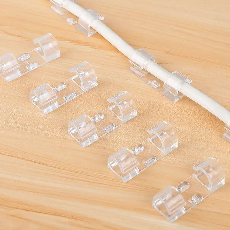 20/100pcs Cable Organizer Clips Cord Holder Transparent Management Wire Manager Home Office USB Data Line Winder Hooks Protector