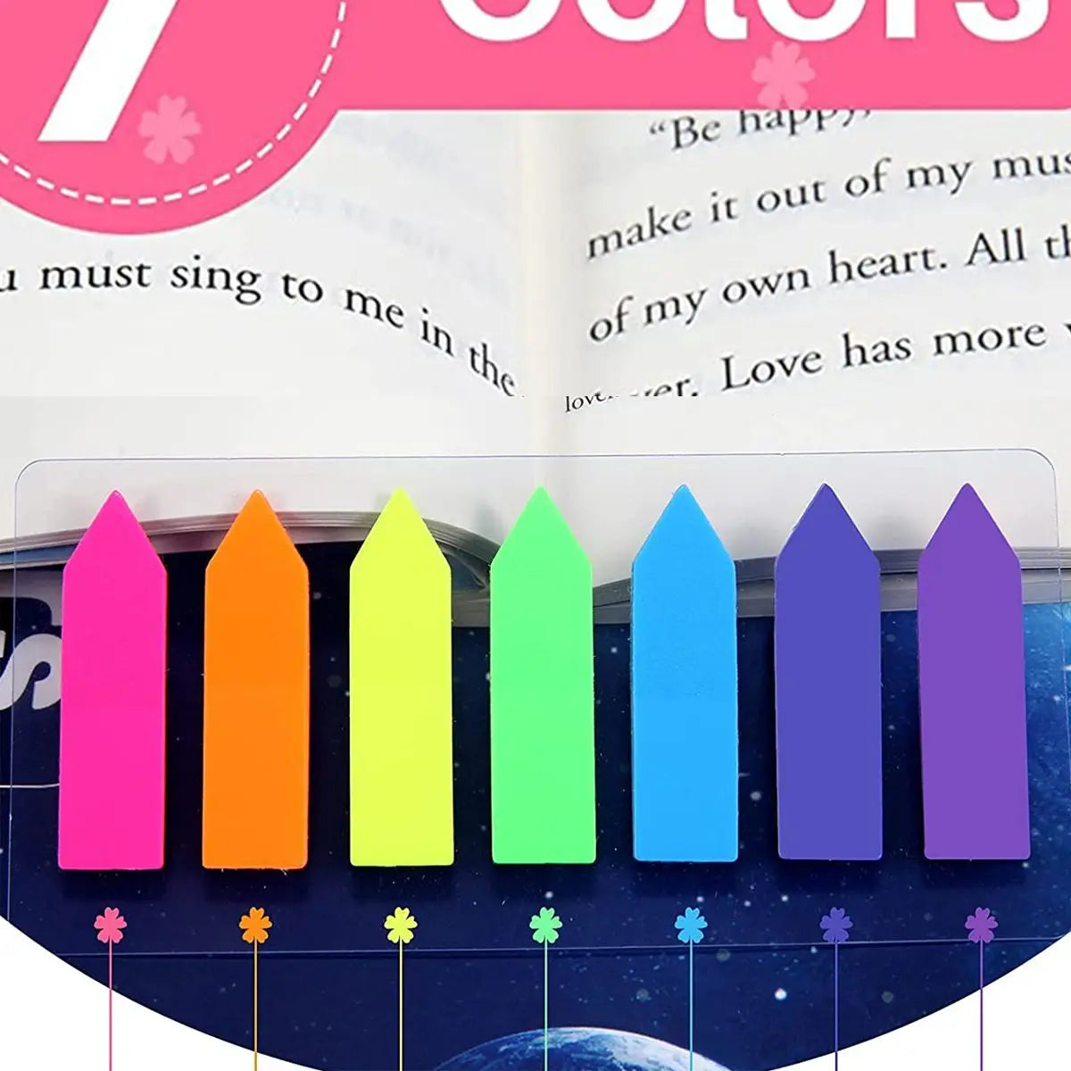 7 Packs 1400 Sheets Transparent Sticky Notes Self-Adhesive Annotation Books Bookmarks Memo Pad Index Tabs Stationery