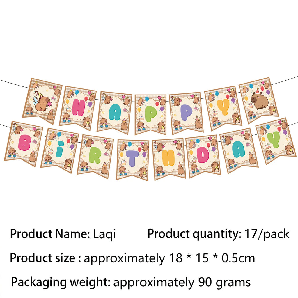 Birthday Decoration Capybara Birthday Invitation Card Cup Tablecloth Plate Napkin Poster Baby Shower Birthday Girl Party Favors