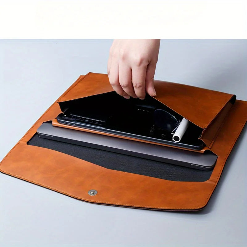 Large Capacity A4 File Folder Organizer with Double-Layer Laptop Protective Sleeve Storage Bag