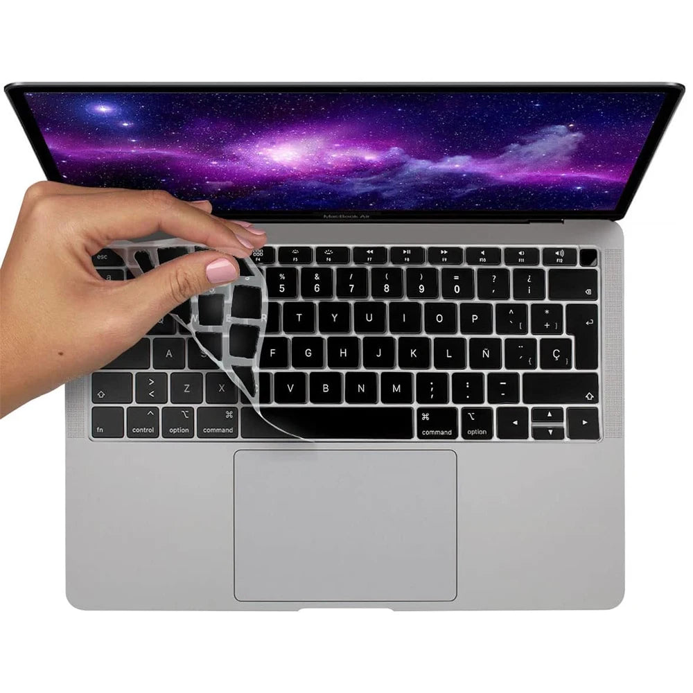Keyboard Protective Film Silicone for 12-16' MacBook Air/Pro M1 M2 M3 Spanish Keyboard Cover Soft Protection Accessories Black