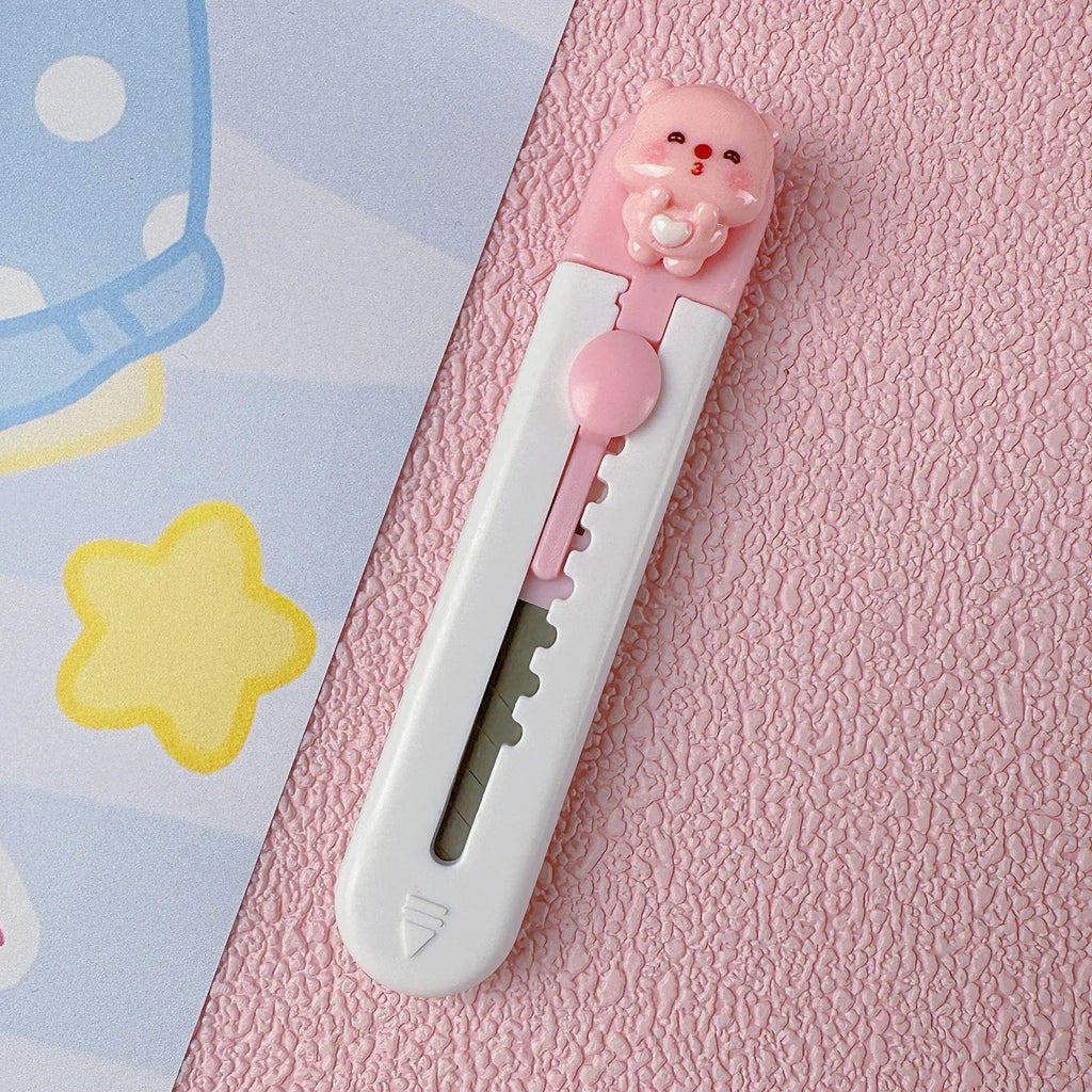 1pc Mini Portable Art Knife Students Use Envelope Opener Cute Cartoon Paper Cutter Office Stationery Express Unpacking Device