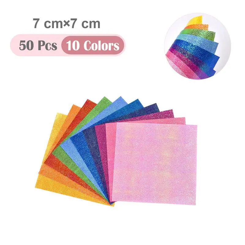50pcs 10colour Square Origami Paper Single-Sided Pearl Paper Folding Paper Multicolor Kids Handmade DIY Scrapbooking Craft Decor