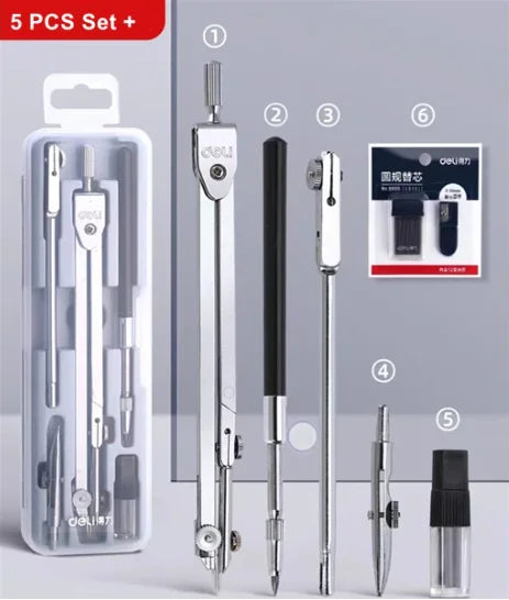 Stainless Steel Drafting Set Durable Drawing Compass Math Geometry Circles Tool School Supplies
