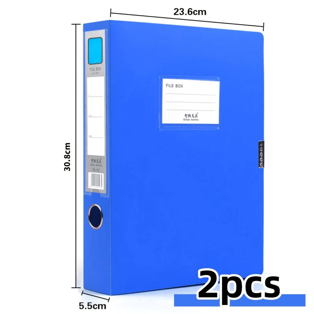 2pcs A4 Colorful File Boxes, Foldable Folder Organizers, Large Capacity for Financial Vouchers with Side Labels, Office Supplies