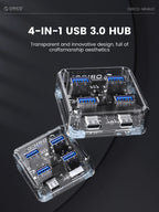 ORICO Transparent Usb C Hub 4 Port Expansion With Power Supply Interface Usb 3.2 Protocol High Speed Transmission OTG Dapter