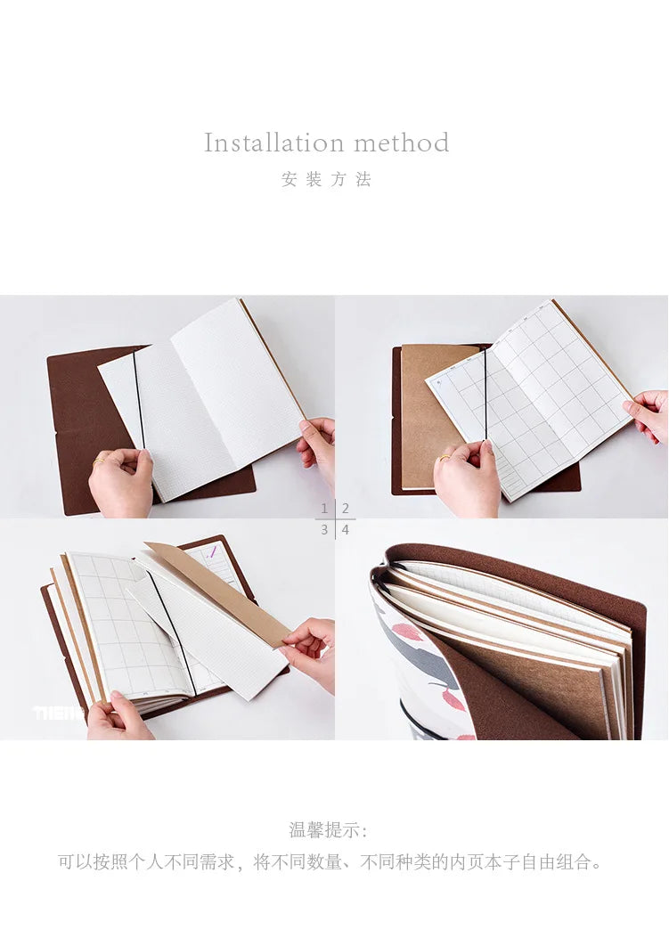 15Sheets Carft Refill Spiral Binder Inner Page Line Blank Craft Grid Inside Paper Stationery