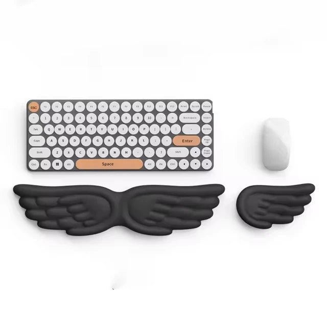 Keyboard Mouse Wrist Rest Angel Wing Memory Foam Mouse Pad Set Wrist Support Ergonomic Non-Slip for Computer Laptop Easy Typing