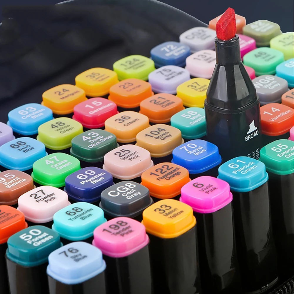 12-168 Colors Markers Set Double Headed Marker Pen Student Animation for Bookmark Manga Drawing Painting School Art Supplies
