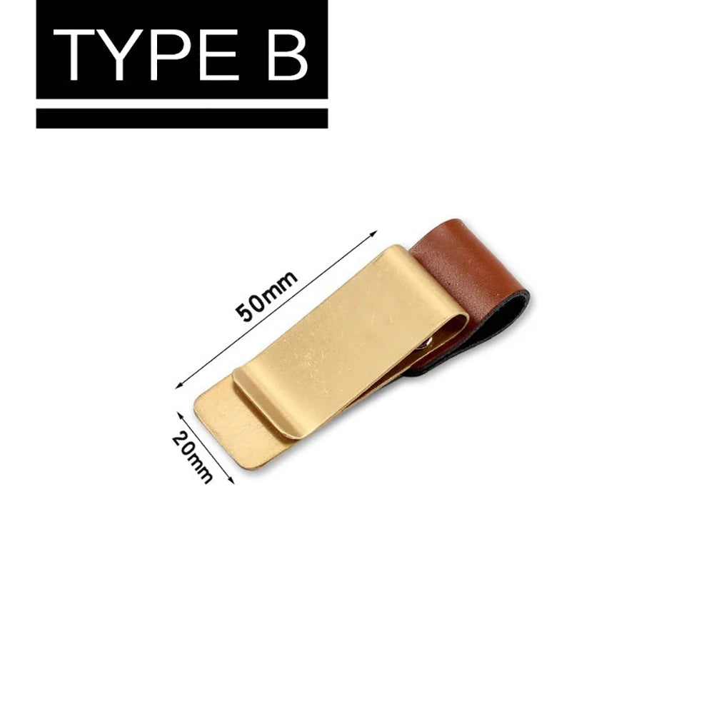 Handmade Leather Pen Holder Clip Brass Stainless Steel Holder For Journal Notebook Paper Folder Home Office Daily Desktop Use