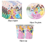 Princess Party Supplies Birthday Disposable Tableware Set  Tablecloth Paper  Plate Napkin for Kid Girl Birthday Supplies
