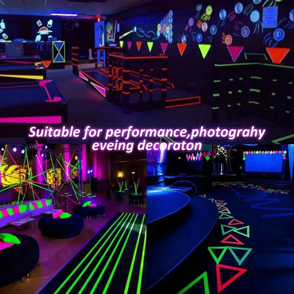 Whaline 6 Colors Neon Gaffer Cloth Tape Set Fluorescent Rainbow UV Blacklight Tape for UV Parties And Events