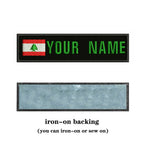 Lebanese Flag Lebanon 10X2.5cm Embroidery Custom Name Text Patch Stripes Badge Iron On Or  Patches