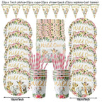 Pink Gold Animal Wild One Birthday Party Tableware Set Forest Decoration One Birthday Jungle Safari Party Supplies