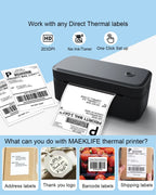 Marklife X4 Thermal Label Printer Portable Printer for 4x6 Mailing Packages Printing Bluetooth & Automatic Label Recognition