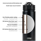 TYESO 600/750ML Thermos Bottle With Straw Stainless Steel Car Thermal Cup Sports Water Bottles Keeps Cold and Heat Thermal Mug