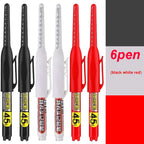 1-12 PCS 45mm Tip Waterproof Long Head Marker Pen Quick-Dry Ink for Woodworking Construction, Deep Hole White Black Red Blue