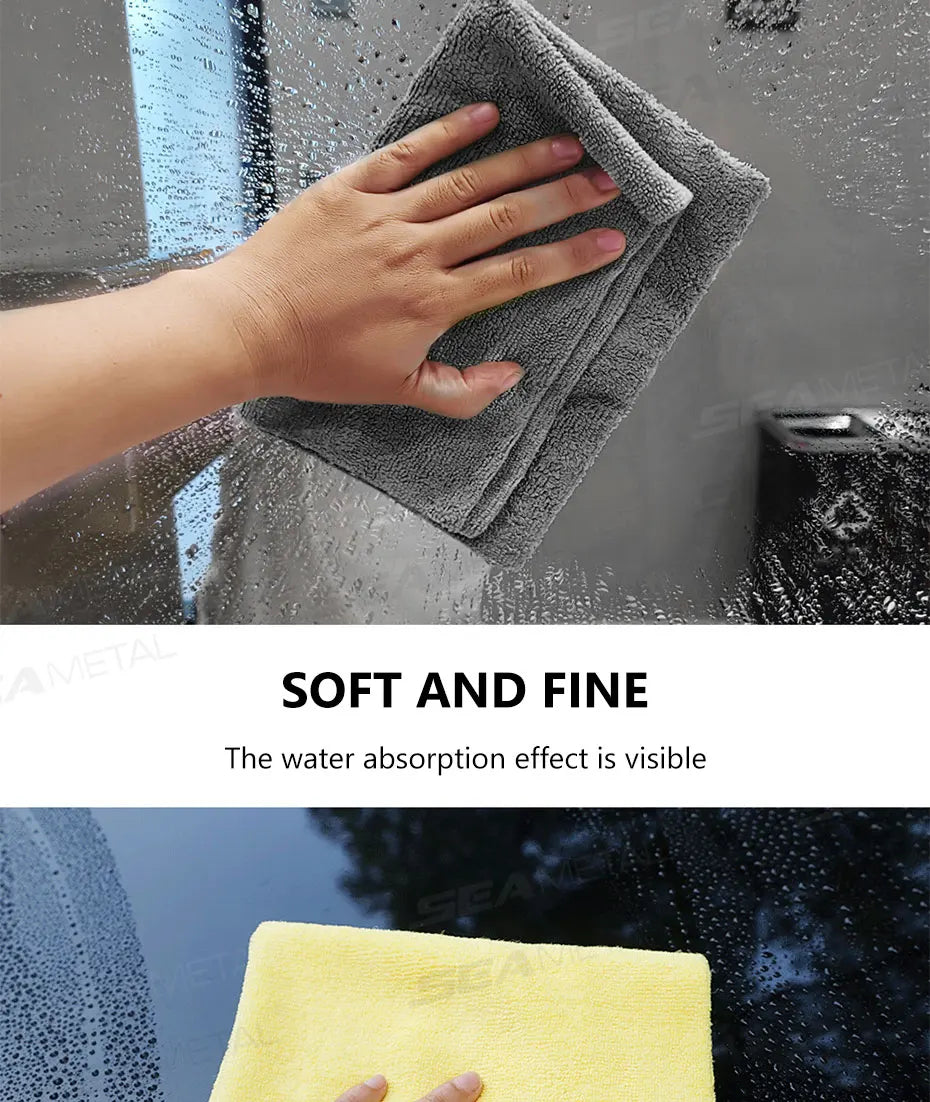SEAMETAL 3/5/10pcs Car Wash Microfiber Towel Soft Edgeless Car Polishing Cloth Waxing Towel 40X40CM for Car Cleaning Accessories