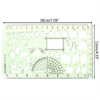 17 Styles Rulers Green Plastic Circles Geometric Template Ruler Stencil Measuring Tool Stationery Students Drawing Curve Ruler