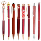 3-9pcs Rose Golden Metal Ballpoint Pen Set, Pearl Quicksand Crown, Love Artificial Diamond,School&Office Supply Gifts,Weddings