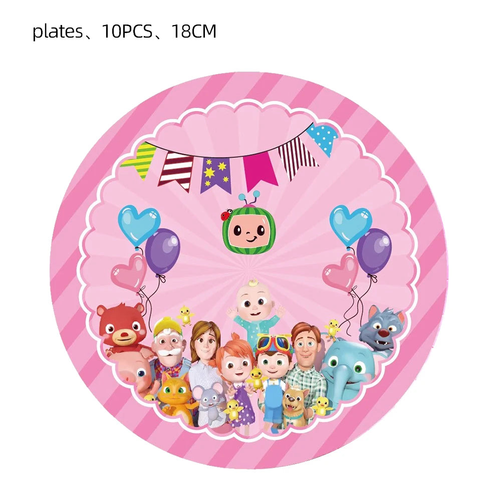 Cartoon Family Theme Birthday Party Decoration Disposable Set Tableware Plate Napkins Tablecloth For Kid Shower Supplies Puzzle