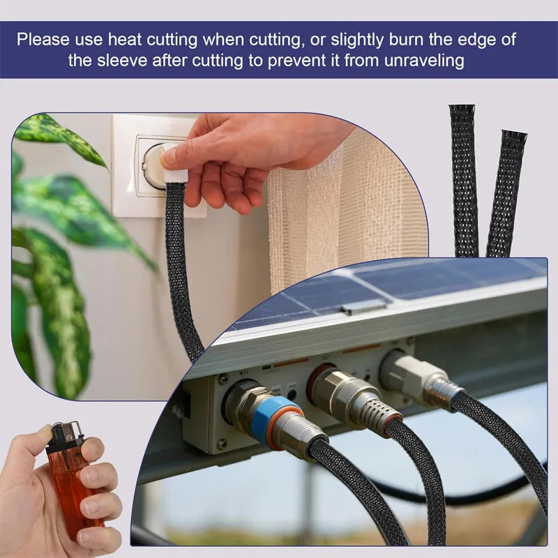 Braided Wire Loom PET Cable Loom Expandable Braided Sleeving Wire Sleeve for TV Computer Home Theater Cable Sleeve 3M/10M