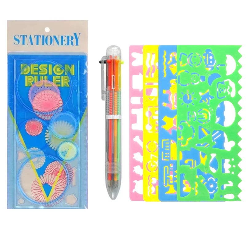 Multi Shaped Painting Ruler Spirograph Magic Drawing Template Oval Geometric Curve Pattern Multifunctional Stationery Gifts ZYF