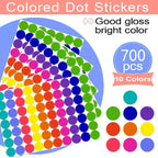 350-700pcs 10 Colors Colorful Dot Glue Stickers, Round Label Paper Round White Circle Round Code Sticker Self-adhesive Label