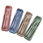 Straw Cutlery Set Modern Portable Fork, Spoon, and Knife Set with Storage Case Ideal for Office, School, and Picnics