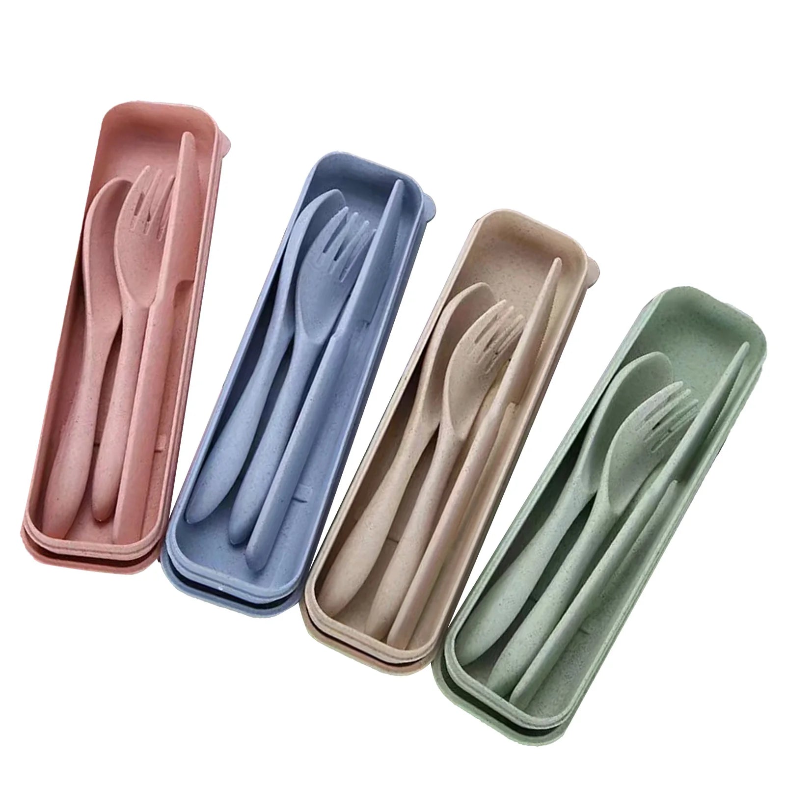 Straw Cutlery Set Modern Portable Fork, Spoon, and Knife Set with Storage Case Ideal for Office, School, and Picnics