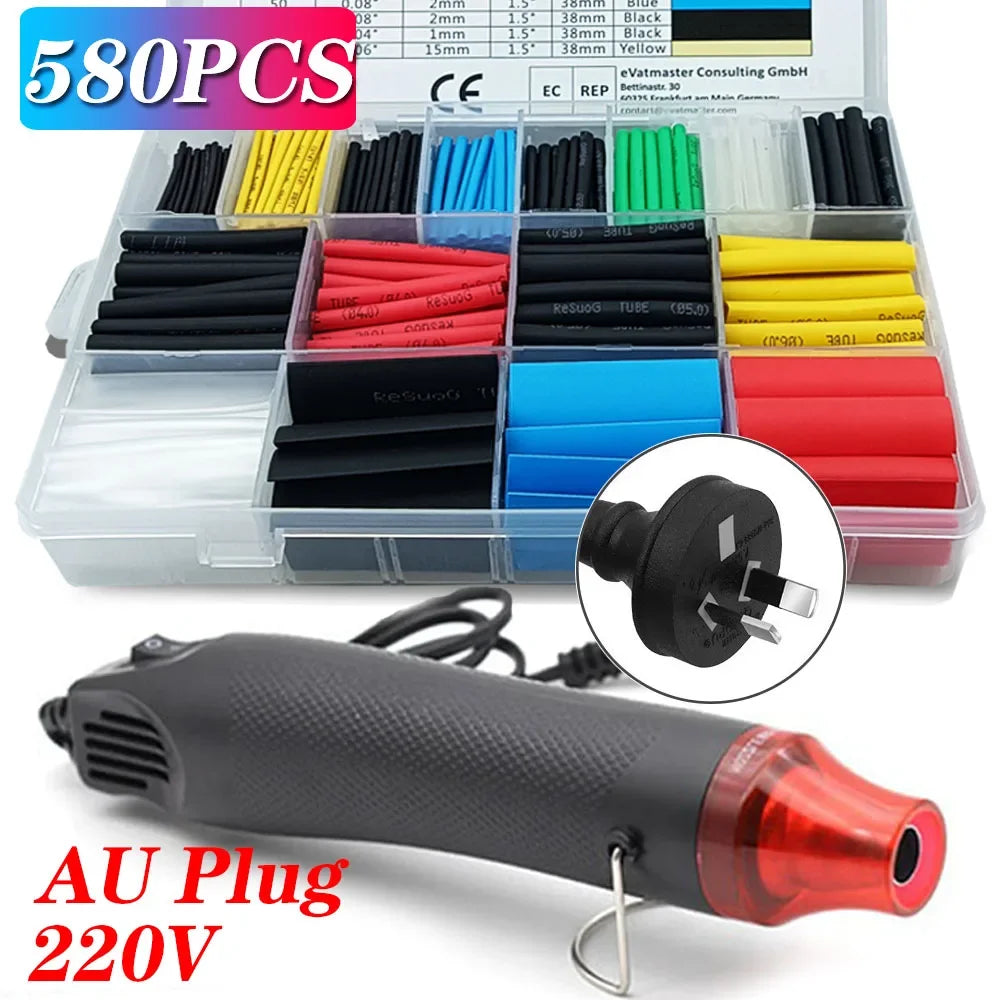 580/328/127PCS Heat Shrink Tubing Wrapping Kit 2:1 Shrinkable Wire Shrinking Wrap Tubing Wire Connect Cover Protection Sleeving