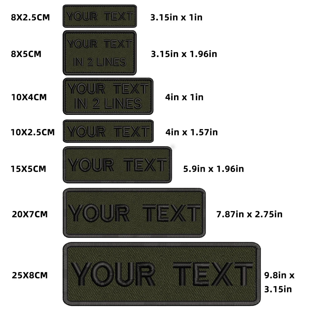 Custom Personalized Name Number Patch Stripes Badge Tags Different Sizes Iron On Or Hook Loop Embroidered Military Green Patches