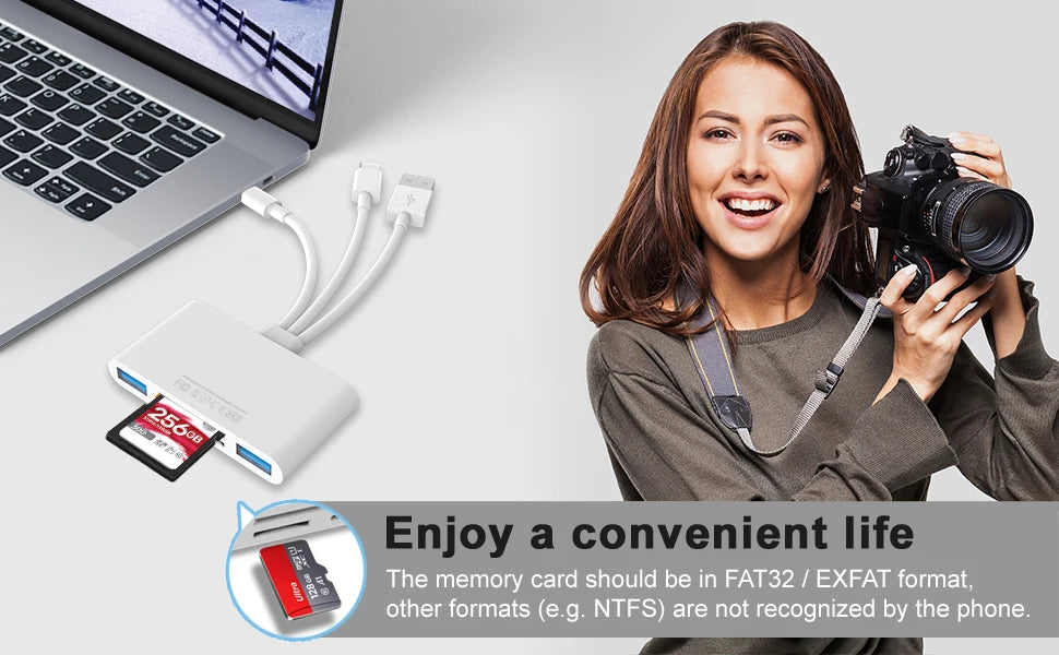 New 5 In 1 SD Card Reader USB HUB for iPhone 12 13 14 15 16 17 Huawei USB 3.0 Type C to SD TF Card Memory Reader OTG Adapter