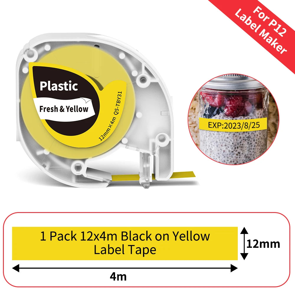 P12 Mini Label Maker Machine with Tape Bluetooth Label Printer Handheld Sticker Multiple Templates Font Inkless Sticker Maker