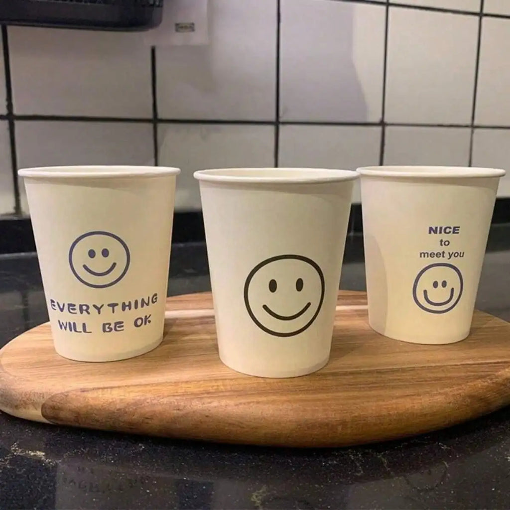 Simple Style Paper Cups, Thickened Office Home Commercial Beverage, Anti-Slip Anti-Leak 250ML, Durable Disposable Drinkware