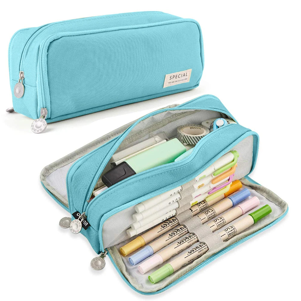Large Capacity Pencil Case 3 Compartment Multifunctional Pen Bag for Girls Boy School Student Office Stationery Organizer