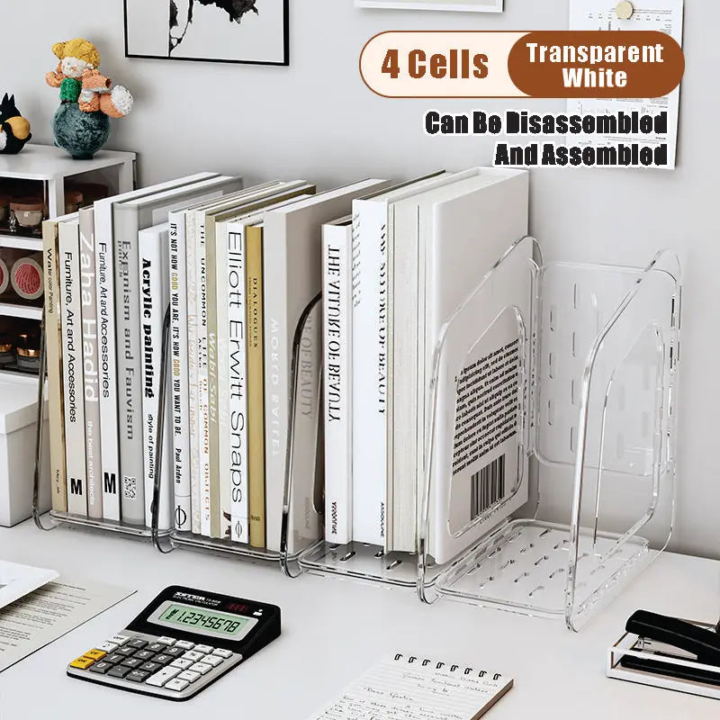 Acrylic A4 Storage Filing Box for Documents Plastic Paper File Organizer Vertical Magazine Rack Desk Folder Desktop Supplies