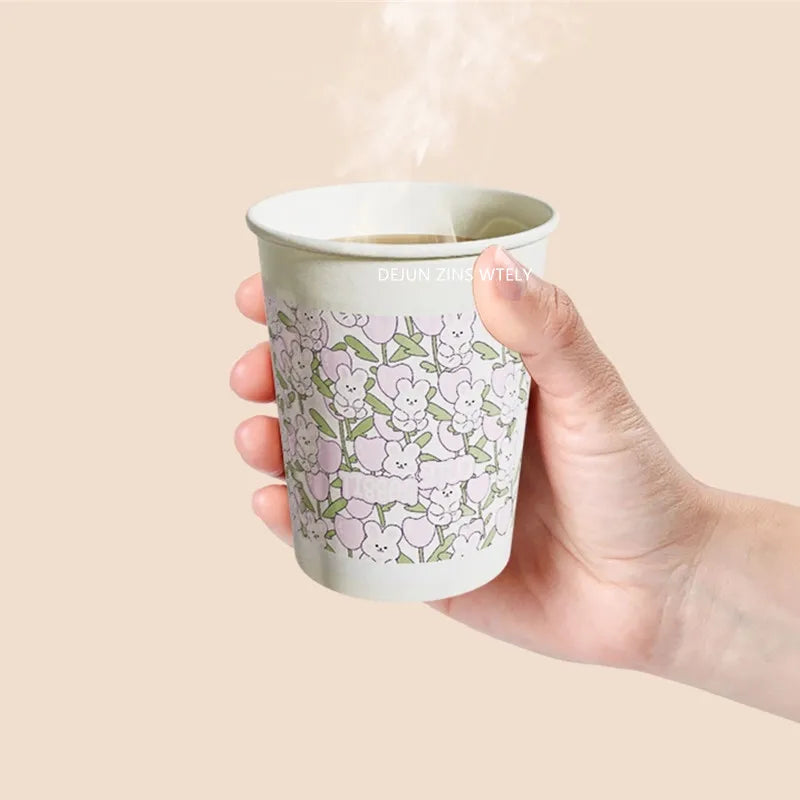 60pcs Disposable Paper Cups Thickened Food-grade High-temperature Coffee Cups Home Party Teacup Picnic Portable Water Cups