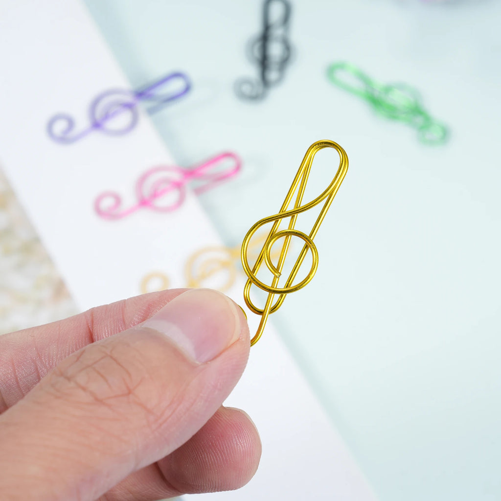 30/50/100PCS  Paper Clips Cute  Musical Note Paperclip Multicolor Metal Bookmarks for Music Enthusiast for Party Invitation Card