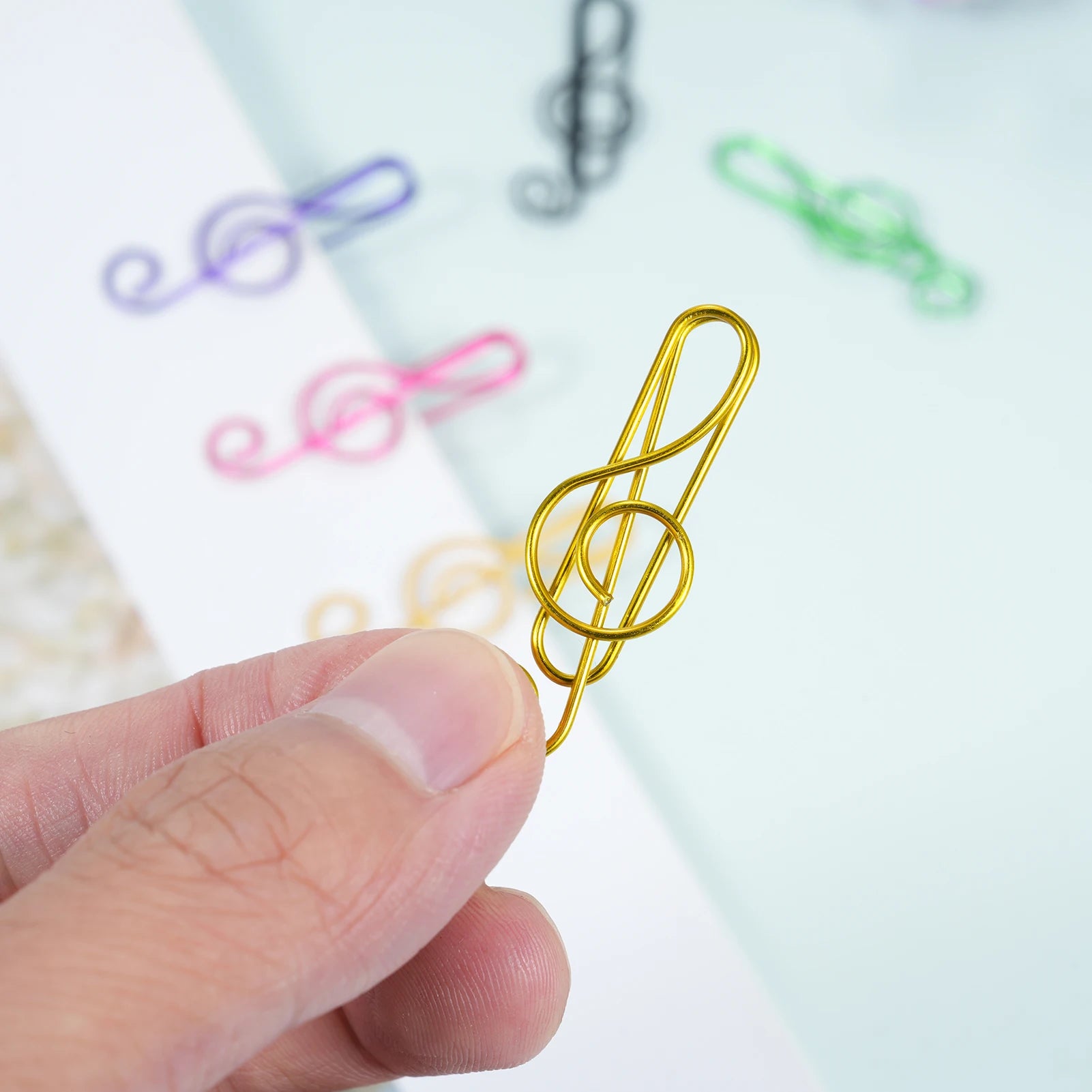30/50/100PCS  Paper Clips Cute  Musical Note Paperclip Multicolor Metal Bookmarks for Music Enthusiast for Party Invitation Card