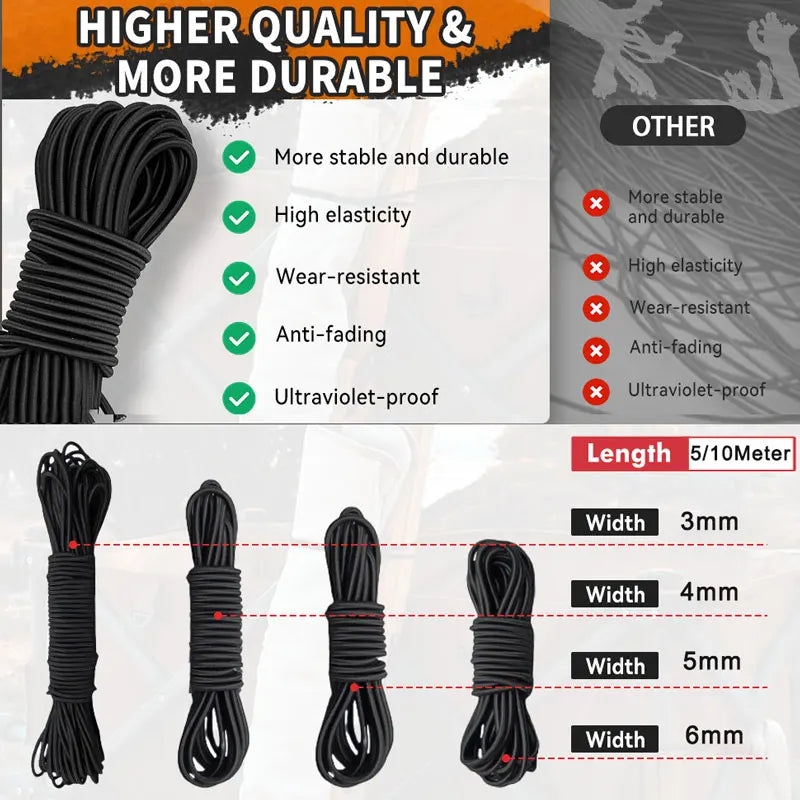 3/4/5/6mm Elastic Rope Rubber Belt Bungee Cords Strong Rubber Band Sewing Garment Craft for DIY Sewing Accessorie
