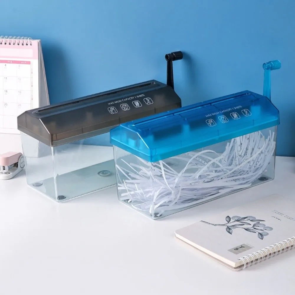 ABS Hand Shredder Hand Crank Mini Paper Cutting Tool Eco-Friendly Transparent Documents Paper Cutting Tool Birthday Gift