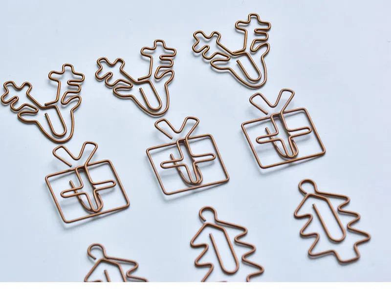 20pcs Retro Metal Clips Mini Christmas Tree Paper Clip Bookmark Book Binding Notebook Decor Stationery School Binding Supplies