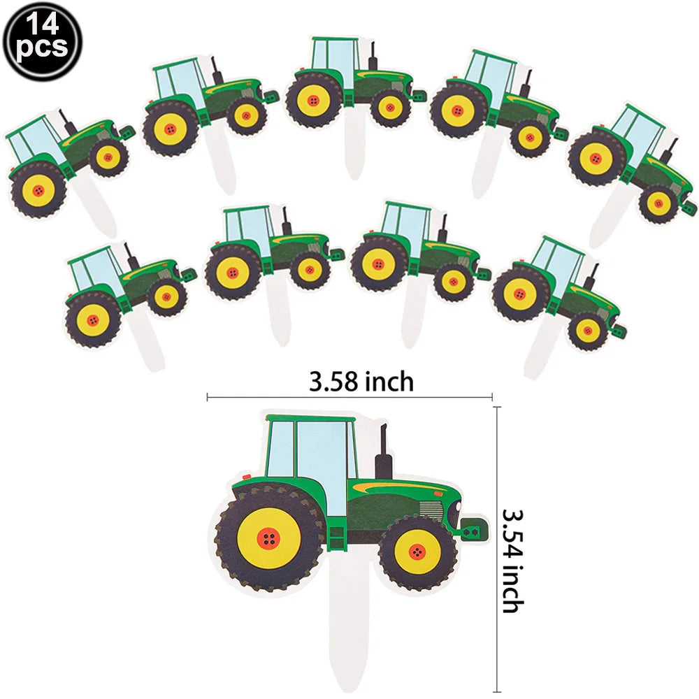  Green Tractor Birthday Party Supplies Farm Tractor Paper Plates Cup Napkins for Tractor Birthday Party Decoration Supplies