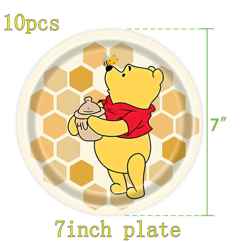 Winnie The Pooh Birthday Party Decoration Plates Napkins Table Cover Balloons Banner Baby Shower Serves 10 Guests Baby Shower