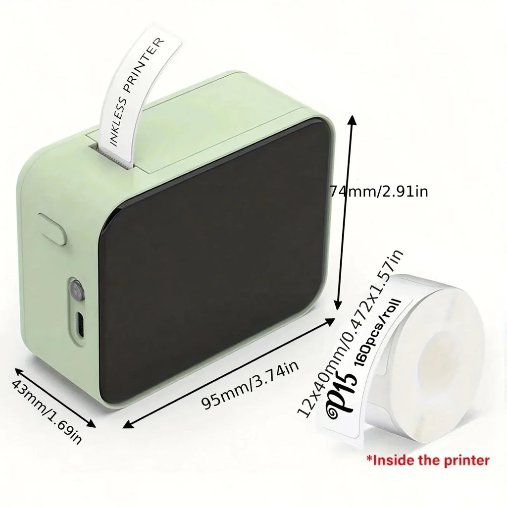 Marklife P15 Label Printer Portable Thermal Printer Inkless Mini Sticker Maker With Adhesive Label Printer As D11/D110/Q30 Print