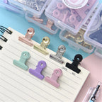 8pcs in Box Pink Metal Paper Clip Small Foldback Metal Binder Clips Purple Grip Clamps Document Office School Stationery Clip